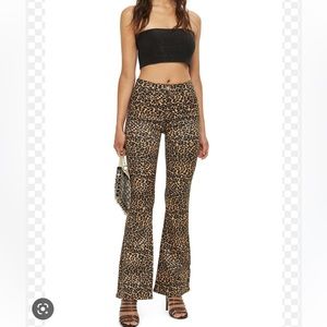 Topshop MOTO leopard print flare jeans